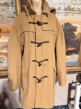 Jones New York Camel Toggle Hooded Pea Coat